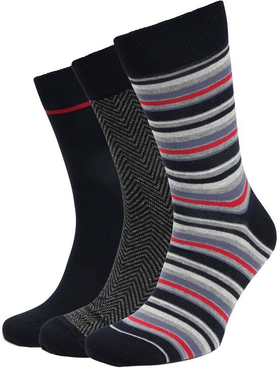 Suitable Sokken 3-Pack Print Donkerblauw (navy) Multicolour - Maat 42-46 - Heren - Halfhoge sokken