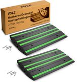 Pyle Oprijplaat Set van 2 – Rubber Drempelhulp 60 cm – Antislip Oprijramp voor Auto, Vrachtwagen, Camper of Heftruck – Met Reflecterende Groene Strip