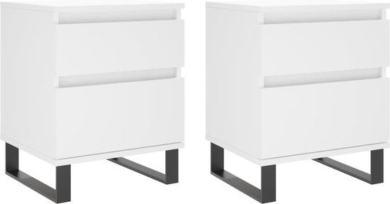 vidaXL Nachtkastjes - Set van 2 - Bewerkt Hout - Wit
