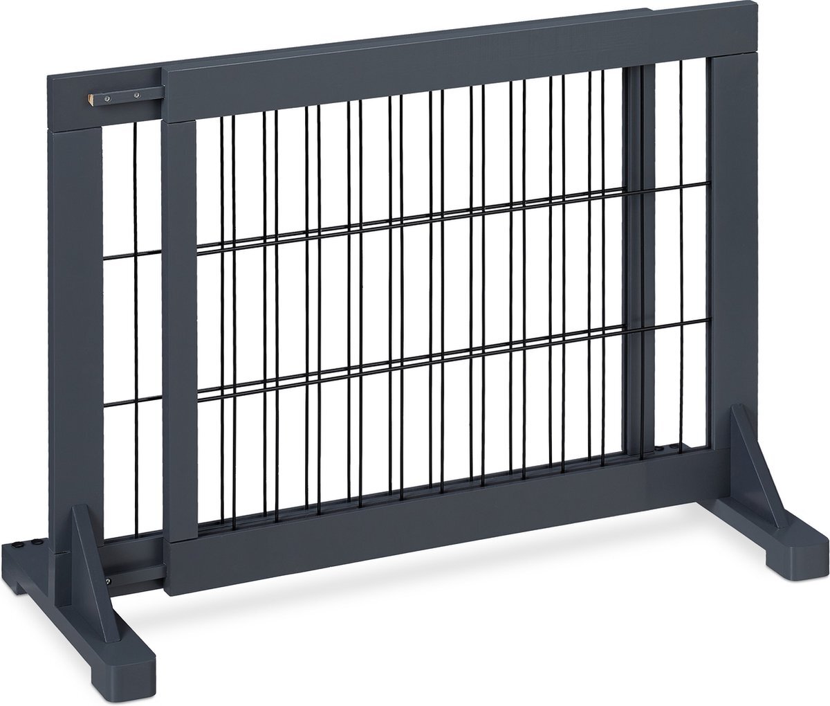 Relaxdays veiligheidshekje zonder boren - houten traphekje - hondenhek - kinderhekje trap zwart, grijs