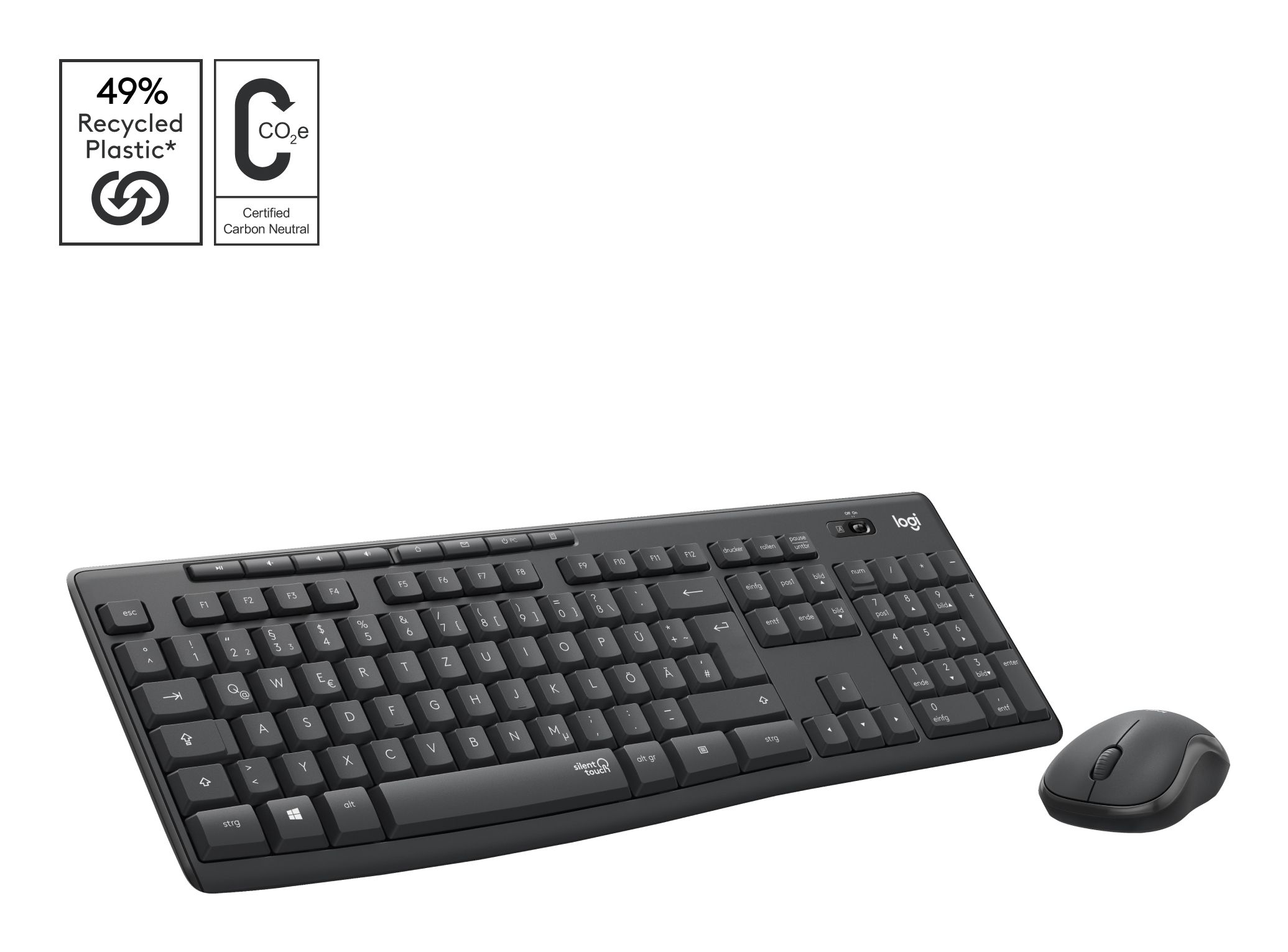Logitech MK295 Silent Draadloos Toetsenbord en Muis Combo QWERTZ Zwitsers Grafiet