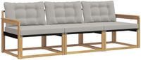 vidaXL - Bank loungeset - 3 zitplekken - Wit en lichtgrijs - Acacia hout