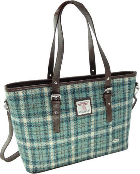 Schoudertas Spey Lichtblauw en Creme - Harris Tweed - Glen Appin of Scotland