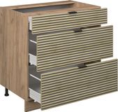 Vicco Fame-Line Meuble bas de cuisine – 80 cm avec 3 tiroirs, Panneau chêne/Chêne doré