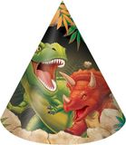 Haza Dinosaurus thema feesthoedjes - 16x - papier/karton - Dino kinderfeestje