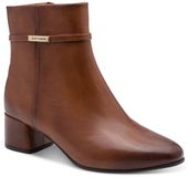 Marco Tozzi Dames Enkellaarsje 2-25378-47 Bruin Leer/Synthetisch Blokhak Ritssluiting