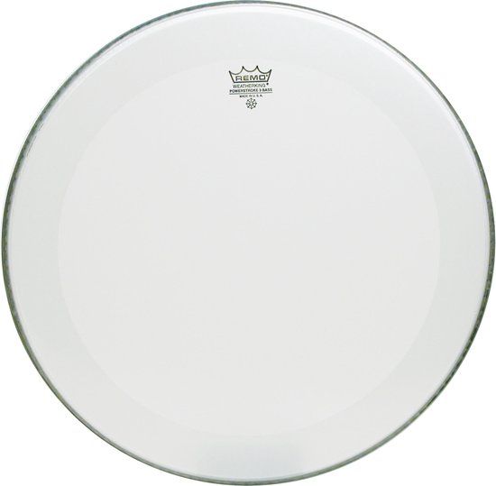 Remo Powerstroke 3 Smooth White Bass Drum Head met No Stripe, 24 inch, P3-1224-C1