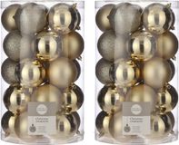 House of Seasons Onbreekbare kunststof kerstballen goud pakket 50-delig - Gouden kerstballen 8 cm - Kerstboomversiering