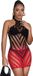 SUBBLIME - 952242 Rouge et Noir Dégradé Maille Élastique Bodystocking Taille Unique