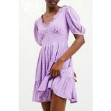 French Connection Robe Birch Manches Bouffantes Voile Lilas