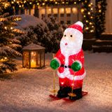 Merkloos Koopman International Kerstverlichting figuur - kerstman op ski - 33 cm - 40 led lampjes - warm wit - acryl - lichtfiguur