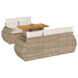 vidaXL Loungeset met kussens, polyrotan, beige
