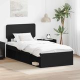 vidaXL Bedframe met hoofdeinde Zwart 90 x 190 cm Massief grenenhout