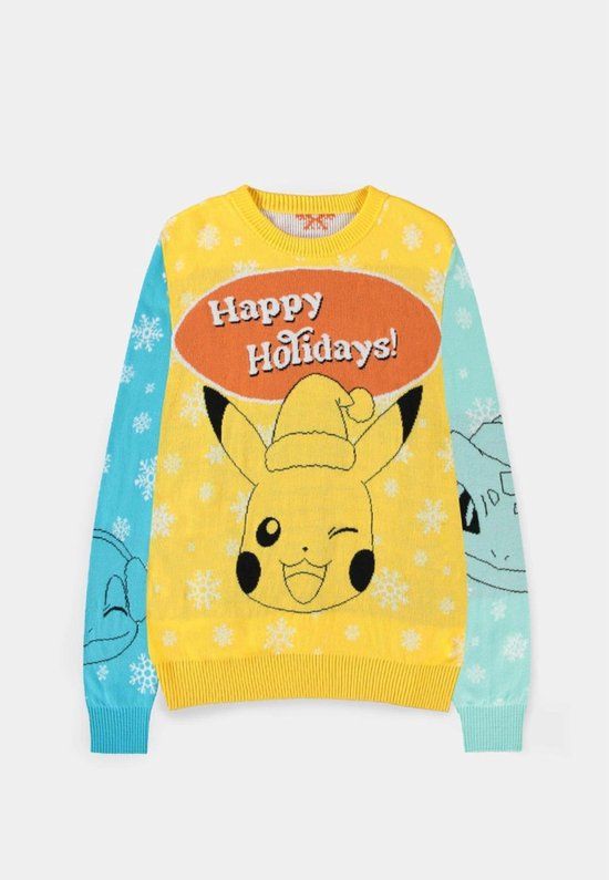 Difuzed Pokémon - Pikachu Bulbasaur Squirtle & Charmender Christmas Gebreide trui - 2XL - Multicolours