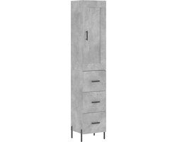 vidaXL Hoge kast 34,5x34x180 cm bewerkt hout betongrijs