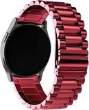 Strap-it Stalen schakel bandje 20mm - Wijnrood - Geschikt voor 20mm smartwatches