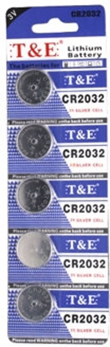 E&T CR2032 Lithium Knoopcel Batterijen Strip 5 Stuks