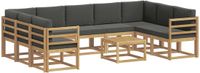 vidaXL - Hoek loungeset - 9 zitplekken - Polyester - Wit en antracietkleurig