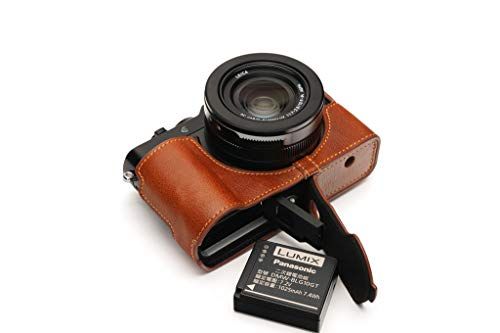 TP Original Handgemaakte echt lederen halve cameratassen voor Panasonic LX100 II, Rufous
