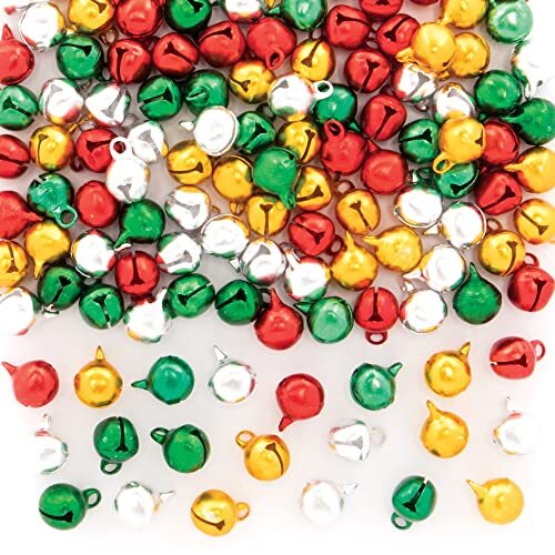 Baker Ross FE799 Kleine knutsel belletjes voor Kerstmis - Pak van 120, verschillende kleuren Jingle Bells voor knutseldecoraties, knutselbenodigdheden voor Kerstmis voor kinderen