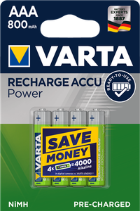 LevelOne Varta oplaadbare batterijen - AA - 800 mAh - 4 stuks