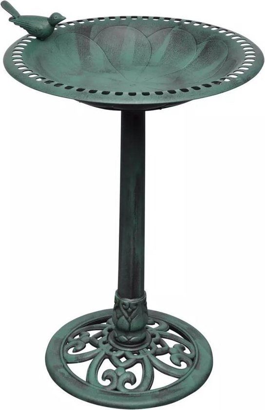 vidaXL Vogelbad met decoratief vogeltje - Groen - 76 cm