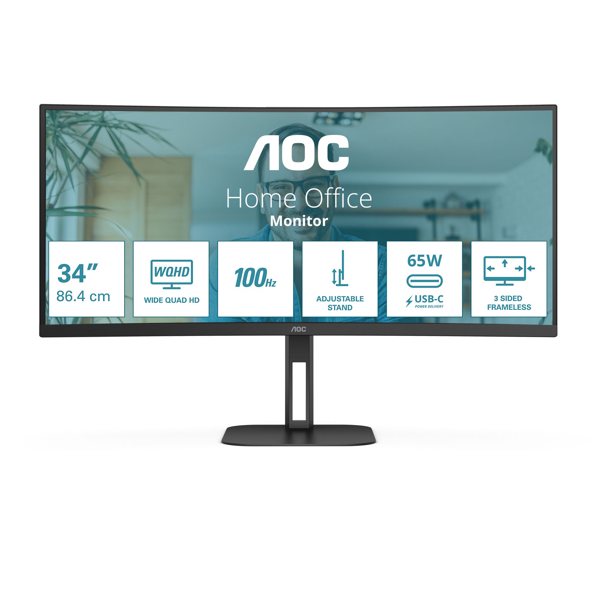 AOC V5 CU34V5C 34" WQHD Curved Monitor | USB-C | 100Hz