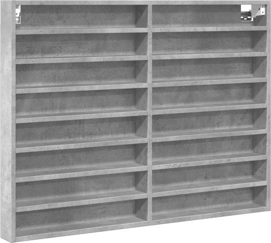 vidaXL Vitrinekast 100x8,5x75 cm bewerkt hout betongrijs