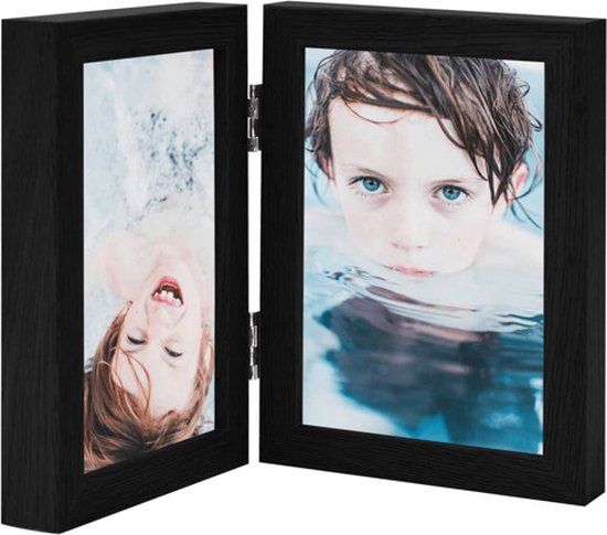 vidaXL Fotolijst tweeluik 2x(13x18 cm) Zwart