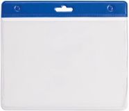 Merkloos Multipack van 10x stuks Badgehouders - blauw - 11,5 x 9,5 cm - Kunststof