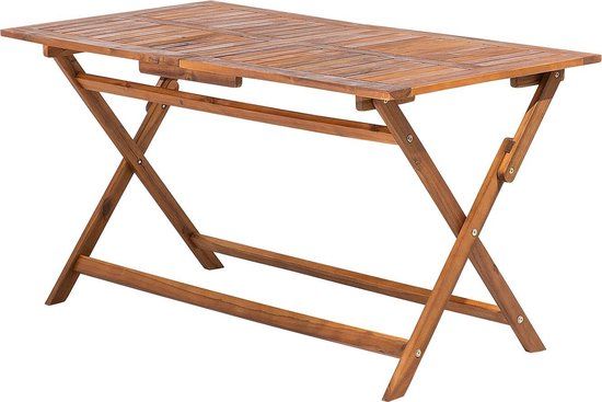 Beliani CENTO - Tuintafel - 140 x 75 cm - Rechthoek - Donkere houtkleur - Hout