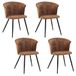 MEUBLE COSY Eetkamerstoelen, set van 4 keukenstoelen, retro, gestoffeerd, met armleuning, vintage kunstsuède zitting, metalen poten, bruin, 55x58x75,5cm