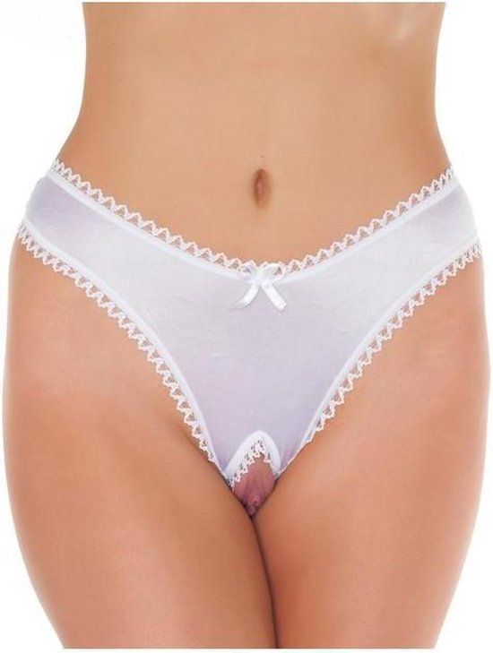 Rimba Amorable - Sexy Slipje Met Open Kruis - Wit - One Size