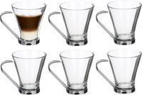 Alessandro Koffieglazen Cafeleche - 6 stuks - 200 ml - cappuccino glas - met RVS oor