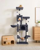 StarTech Kartonnen krabombak voor katten - Klimboom/krabpaal - Hoogte 199 cm - Minimaal 5 niveaus - Afneembare bekleding - Grote holte - Zwart