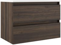 Saniclass Chacito Badkamermeubelset - 100x40x55cm - ondiep - 2 lades - greeploos - wastafel glans wit - 1 kraangat - noten
