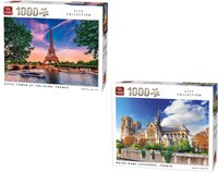 King legpuzzel city collection Notre Dame cathedral , Frankrijk 1000 stukjes en legpuzzel city collection De Eiffeltoren aan de Seine Frankrijk 1000 stukjes