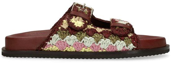 Sacha - Dames - Rode slippers met goudkleurige buckles - Maat 36