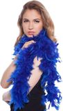 Merkloos Carnaval verkleed boa met veren - 4x stuks - blauw - 200 cm - 50 gram - Glitter and Glamour