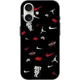 Nike Jordan Hoesje iPhone 16 Plus Wit Rood Zwarte Achtergrond