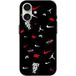 Nike Jordan Hoesje iPhone 16 Plus Wit Rood Zwarte Achtergrond