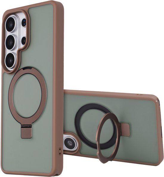 Accezz Hoesje - Geschikt voor Samsung Galaxy S26 Ultra - Ring Stand Backcover met Magnetische Ring - Bruin