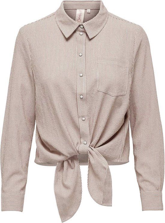 ONLY ONLLECEY LS KNOT SHIRT NOOS WVN Dames Blouse - Maat L - Toasted Coconut - Regular Fit