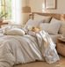 TRANKIELO® - Ensemble de literie 155 x 220 cm - 100% Coton, Rayé Beige - Certifié et Fermeture éclair