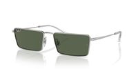 Ray-Ban Lunettes de soleil unisexes monture argentée, verres bleus, 59 mm, Gris moyen mat/brillant/gris foncé, 57 mm