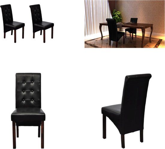vidaXL Eetkamerstoelen 2 stuks kunstleer zwart