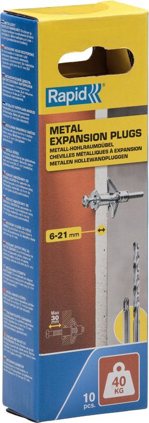 Rapid Hollewandplug voor Plaatdikte 6-21mm – 40 kg (10 st.)