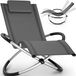Tillvex® Chaise longue de jardin pliable | Chaise longue résistante aux intempéries | Chaise longue à bascule 180 kg de charge | Chaise de jardin respirante avec appui-tête et accoudoirs