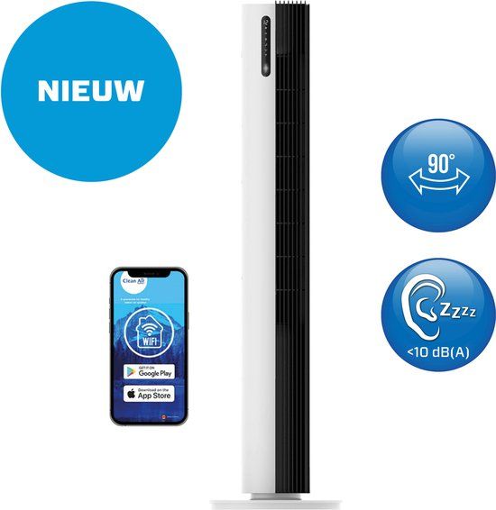 Clean Air Optima CA-407W Smart Tower Fan - 12 Speeds, 10dB, with App Control