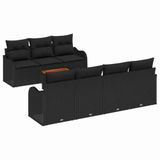 vidaXL Tuinbank Set 8 st Zwart poly rattan